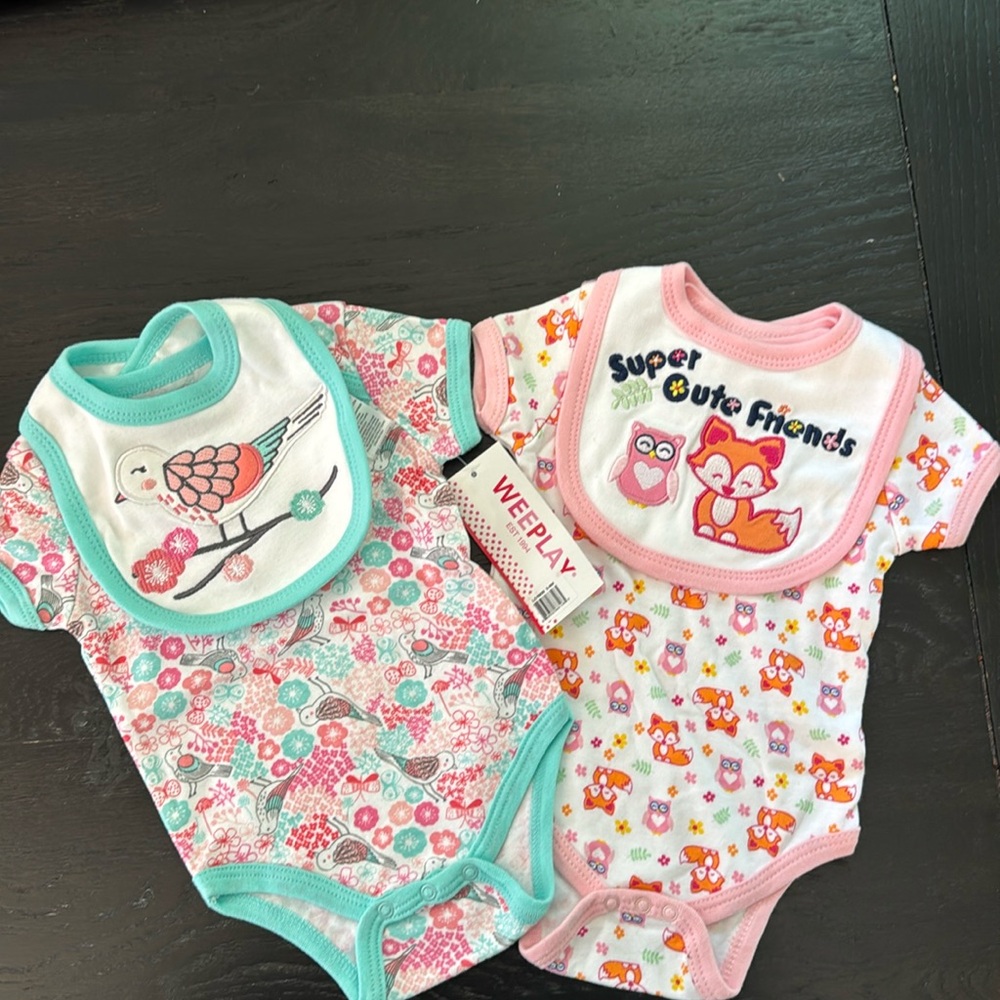 Weeplay Onesies with Bibs 3-6M